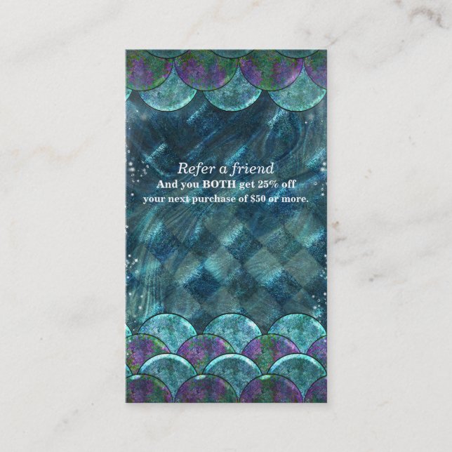 Carte De Parrainage Écaille de Sirène Sous la Mer Réferer un Ami (Devant)