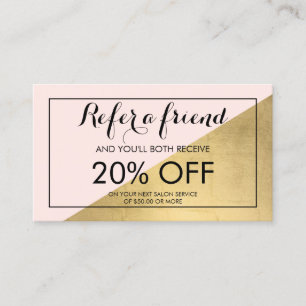 Carte De Parrainage Edgy Géométrique Faux Gold Foil et rose Référentie