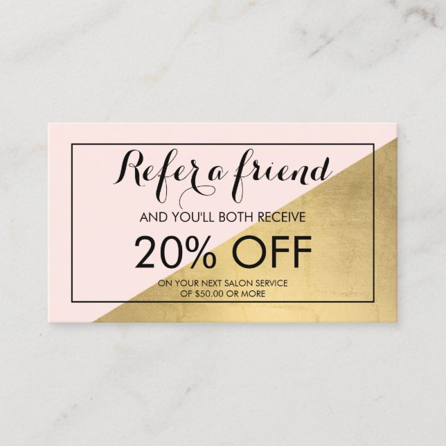 Carte De Parrainage Edgy Géométrique Faux Gold Foil et rose Référentie (Devant)