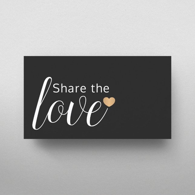 Carte De Parrainage Elégant Black White Gold Heart Beauty Salon (Créateur téléchargé)