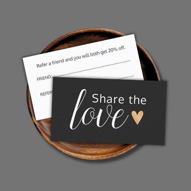 Carte De Parrainage Elégant Black White Gold Heart Beauty Salon (Créateur téléchargé)