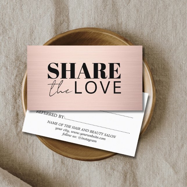 Carte De Parrainage Elegant Bold Faux Rose Gold Salon (Créateur téléchargé)