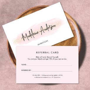 Carte De Parrainage Elegant Chic Blush Parties scintillant or rose coi