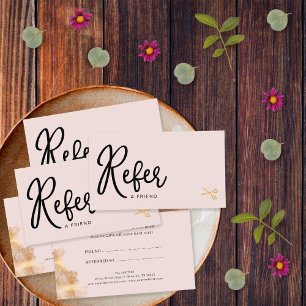 Carte De Parrainage Elégant Ciseaux Or Coiffeur Salon Blush Rose