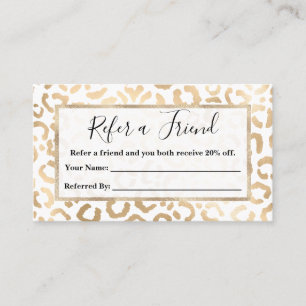 Carte De Parrainage Elegant Gold White Leopard Cheetah Animal Print