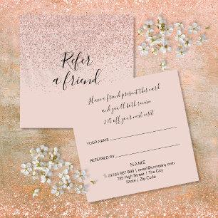 Carte De Parrainage Élégant Script Moderne Rose Or Paillettes Client