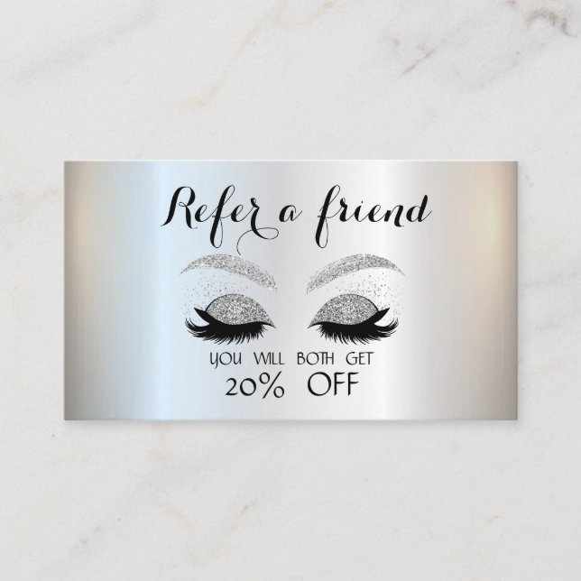 Carte de Parrainage Elegant Silver Glitter Lashes (Devant)