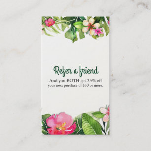 Carte De Parrainage Elégant Tropics Green Feuilles Floral recommander 