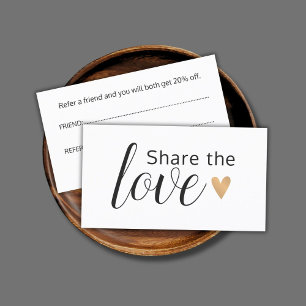 Carte De Parrainage Elegant White Faux Gold Heart Beauty Salon