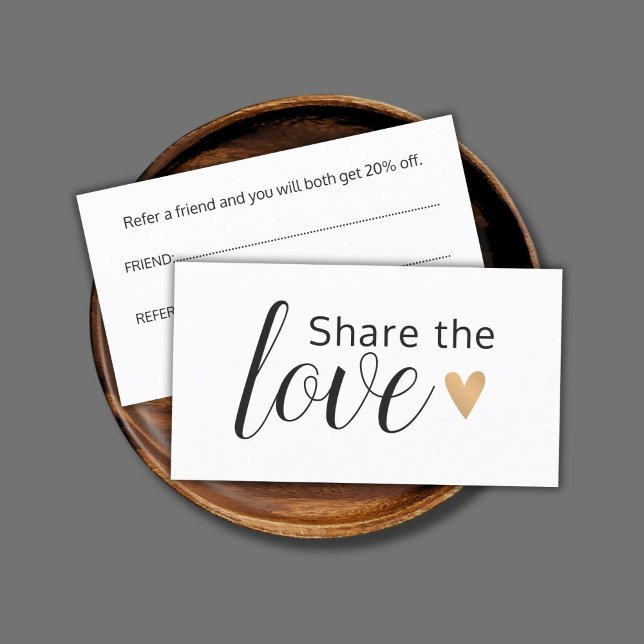 Carte De Parrainage Elegant White Faux Gold Heart Beauty Salon (Créateur téléchargé)