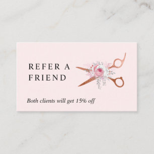Carte De Parrainage Elégante coiffeuse rose en cuivre