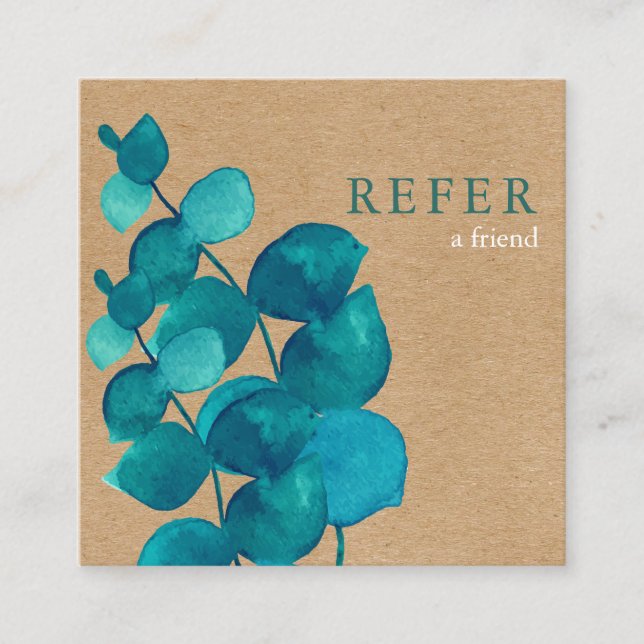Carte De Parrainage Élégantes Feuilles de Eucalyptus Rustiques Simples (Devant)