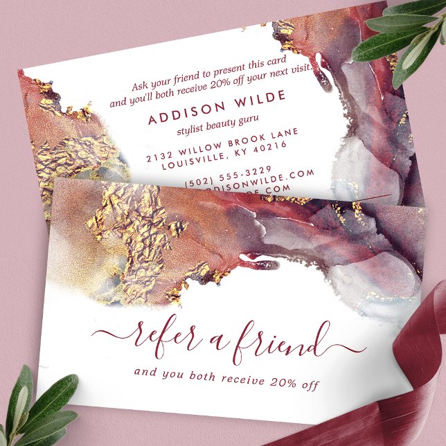 Carte De Parrainage Encre D'Aquarelle Liquide D'Art Moderne Purple Et  (Créateur téléchargé)