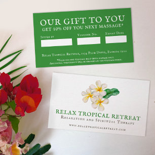 Carte De Parrainage Entreprise de beauté tropicale fidélité frangipani