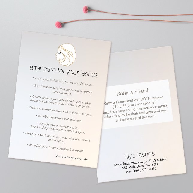 Carte De Parrainage Eyelash Extensions Lash Girl après soins aiguillag (Créateur téléchargé)