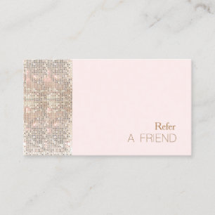 Carte De Parrainage FAUX Sequin Salon De Beauté Référencer Un Ami Rose