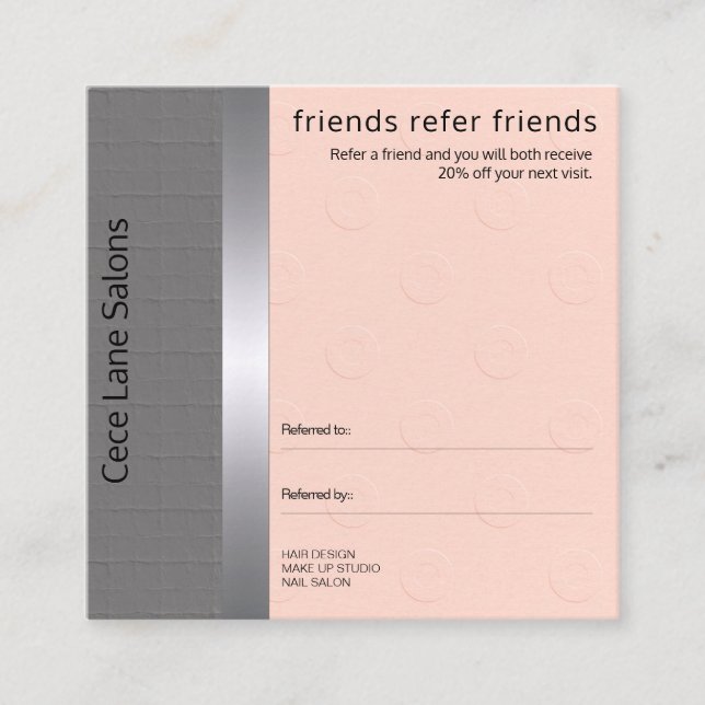 Carte De Parrainage Féminin & Chic | Pêche & Gris (Devant)