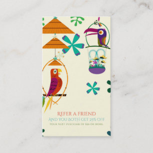 Carte De Parrainage Fête d'anniversaire des oiseaux Tiki Vintage Réfer
