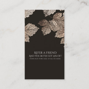 Carte De Parrainage Feuille Bronze et Brun foncé Rustique Parrainer un