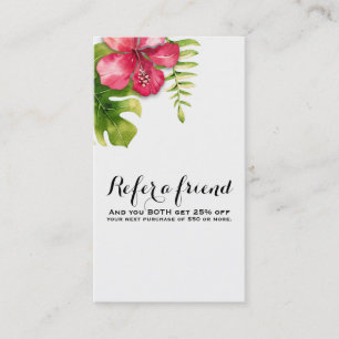 Carte De Parrainage Feuilles tropicales blanches d'Hibiscus Chic Parra