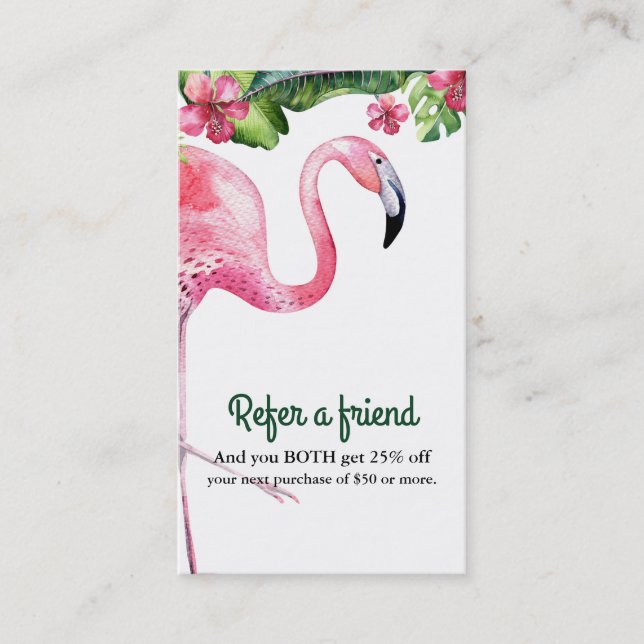 Carte De Parrainage Flamant rose et hibiscus tropical recommander un a (Devant)