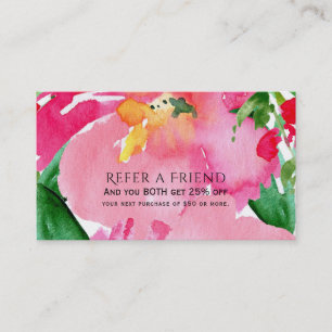 Carte De Parrainage Fleur Florale Aquarelle Rose Gras Parrainez un Ami