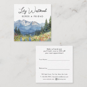 Carte De Parrainage Fleur sauvage de montagne à l'aquarelle Écriture é
