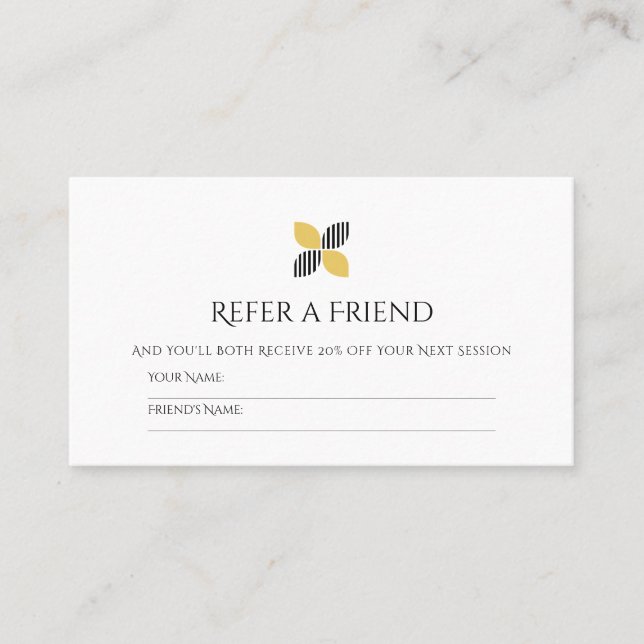Carte De Parrainage Friend Referend Professional Black and Gold Clover (Devant)