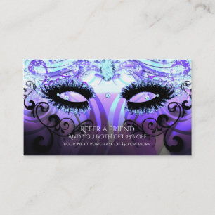 Carte De Parrainage GLAM EYELASHES Purple Beauty Salon Référer un ami