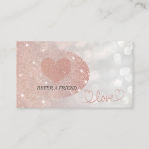 Carte De Parrainage Glittery bokeh calligraphie rose or coeur amour