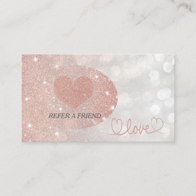 Carte De Parrainage Glittery bokeh calligraphie rose or coeur amour (Devant)