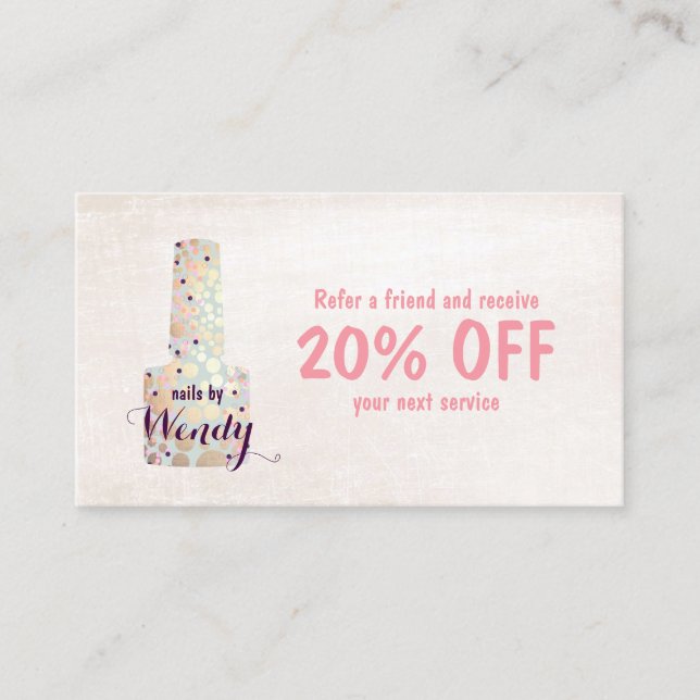 Carte De Parrainage Gold Circles Nail Salon Manicurist Orientation (Devant)