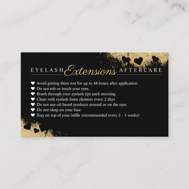 Carte De Parrainage Gold Dusted Mascara OEil Lashes Conseils de soins  (Devant)