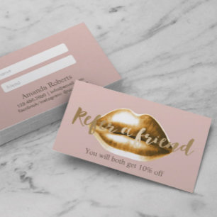 Carte de parrainage   Gold Lips Blush Rose Girl Sa
