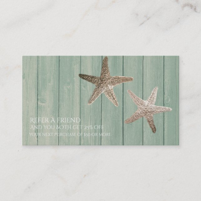Carte de parrainage Golden Starfish & Wood Beach (Devant)