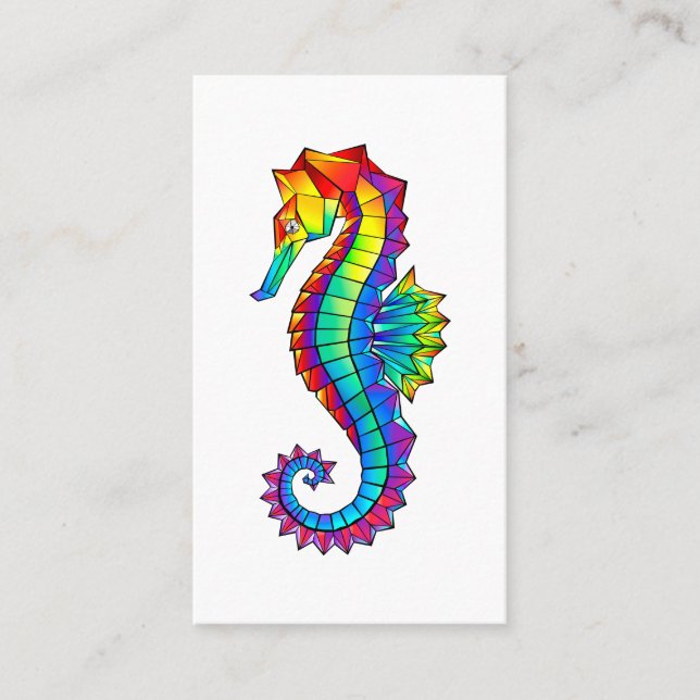 Carte De Parrainage Hippocampe polygonal arc-en-ciel (Devant)