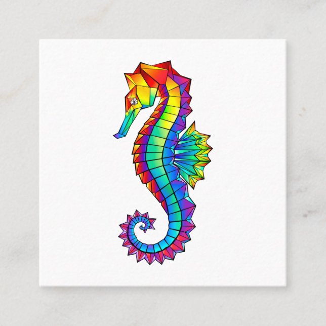 Carte De Parrainage Hippocampe polygonal arc-en-ciel (Devant)