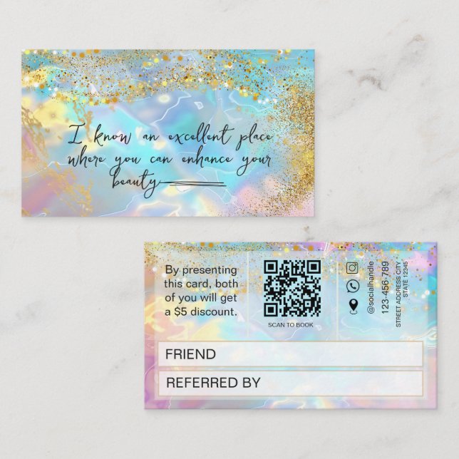 Carte de parrainage holographique avec code Qr de  (Devant / Derrière)