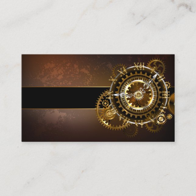 Carte De Parrainage Horloge Steampunk avec des engrenages anciens (Devant)