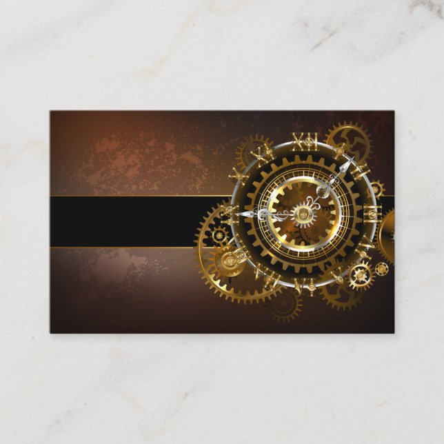 Carte De Parrainage Horloge Steampunk avec des engrenages anciens (Devant)
