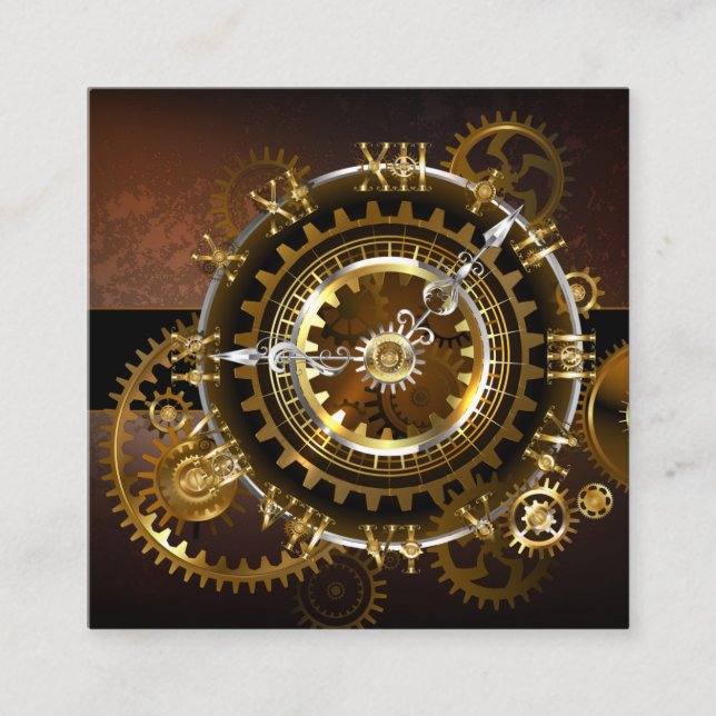 Carte De Parrainage Horloge Steampunk avec des engrenages anciens (Devant)