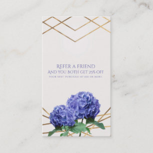 Carte De Parrainage Hydrangea & Gold Elegant Floral recommander un ami