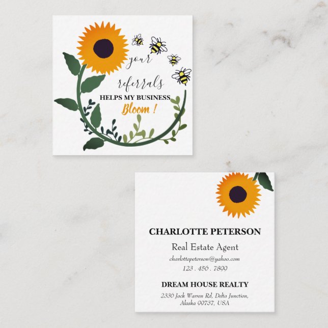 Carte De Parrainage Immobilier et petite entreprise aquarelle tourneso (Devant / Derrière)