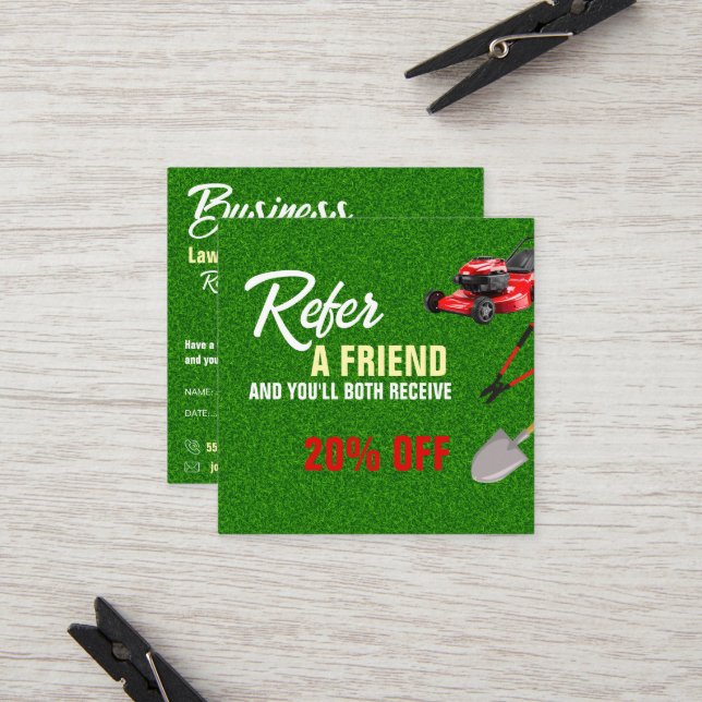 Carte De Parrainage Landscaping Services | Lawn Care & Garden Design (Devant/Arrière en situation)