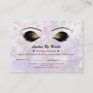Carte De Parrainage Lashes Iridescente Shimmer Lashes Référer Ami Afca