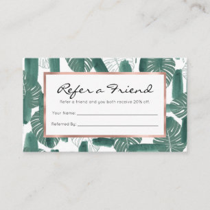 Carte De Parrainage Les Feuilles de la Monstère blanche moderne Brochu