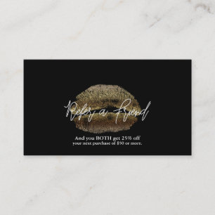 Carte De Parrainage Lèvres Dorées Bisou Maquillage Beauté Glam Parrain