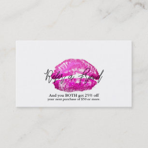 Carte De Parrainage Lèvres Roses Bisous Maquillage Beauté Glam Parrain