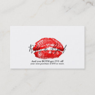 Carte De Parrainage Lèvres Rouges Baiser Maquillage Beauté Glam Parrai