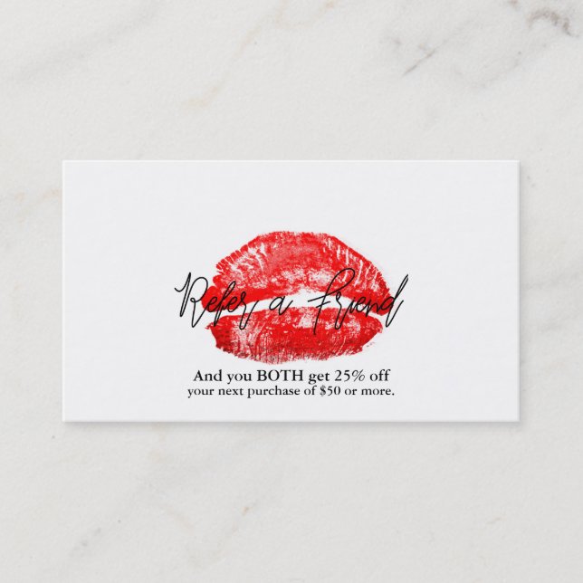 Carte De Parrainage Lèvres Rouges Baiser Maquillage Beauté Glam Parrai (Devant)